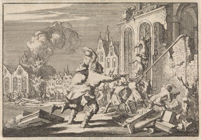 1688 年、ロンドンのカトリック礼拝堂の取り壊し 作： Jan Luyken