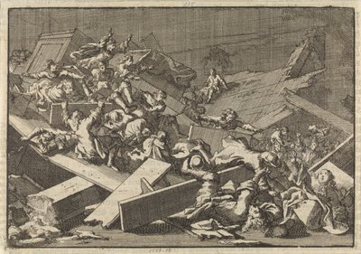 1697年、帝国全権伯爵フォン・ベルカの家の教会の床が崩壊 作： Jan Luyken