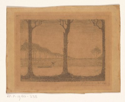 Woudsterweg の運河沿いの木々 作： Jan Mankes (signed by artist)