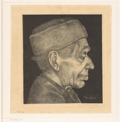 帽子をかぶったダウエの肖像 作： Jan Mankes (signed by artist)