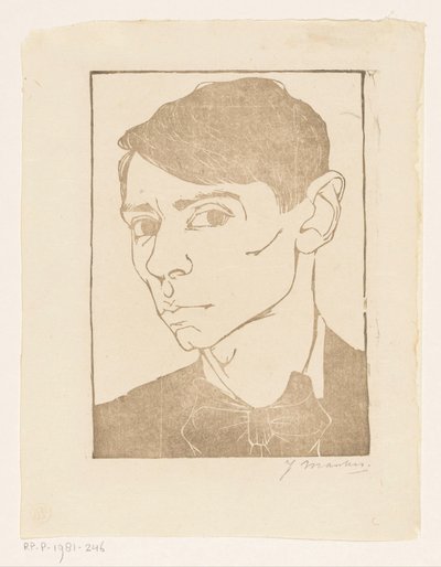 蝶ネクタイをつけた自画像 作： Jan Mankes (signed by artist)