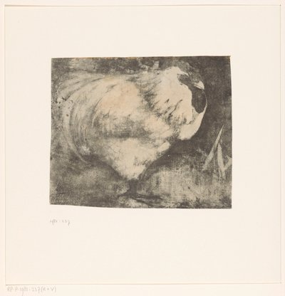 しゃがむオンドリ 作： Jan Mankes