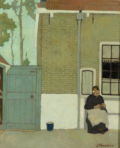 自宅前の女性 作： Jan Mankes