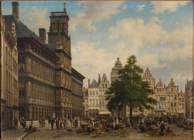 自由の木のあるマルクト広場、1875 年。 作： Jan Michiel Ruyten