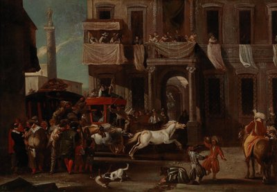ローマのベルベル馬のレース。 作： Jan Miel