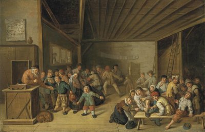 教壇に立つ教師と歓談する生徒たち。 作： Jan Miense Molenaer