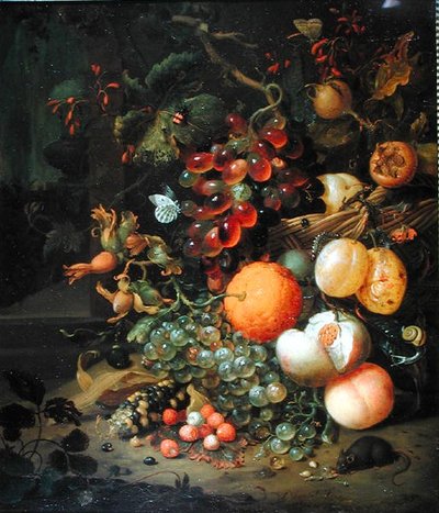 果物のある静物、1704 作： Jan Mortel