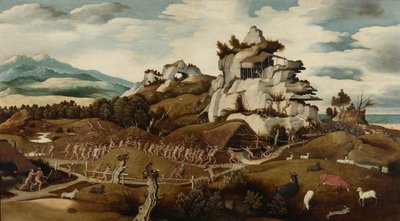アメリカ征服のエピソードのある風景、1535年頃 作： Jan Mostaert