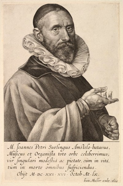 Jans Pietersz Sweelinck の肖像画、パブ。 1624年。 作： Jan Muller