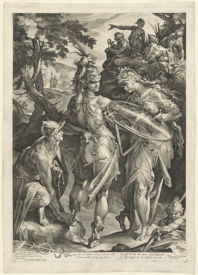 ミネルバとマーキュリー 武装ペルセウス 作： Jan Muller, after Bartholomaeus Spranger