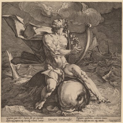 イルカに乗るアリオン 作： Jan Muller, after Cornelis Cornelisz van Haarlem