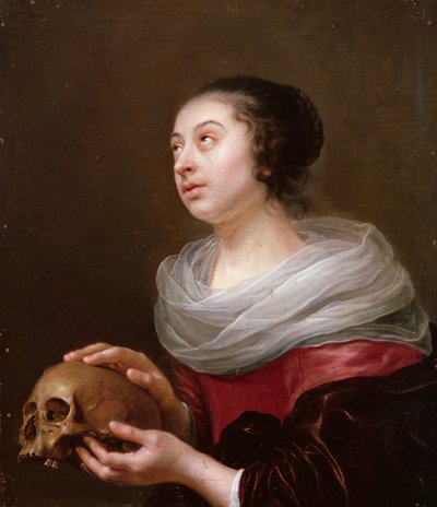 頭蓋骨を持つ若い女性、1640年代 作： Jan Olis