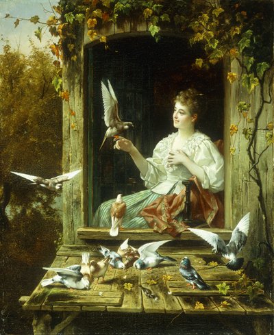 鳥に餌をやる 作： Jan Pieter Portielje