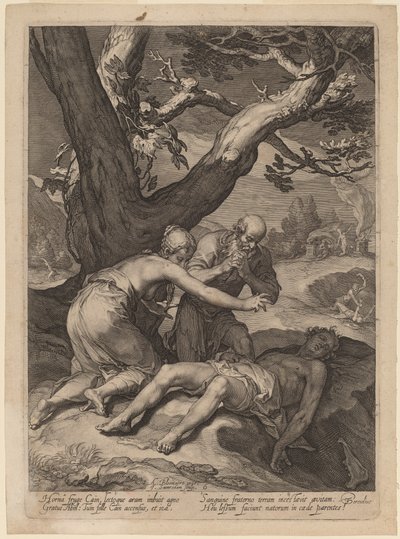 アベルの死体を嘆くアダムとイブ 作： Jan Pietersz Saenredam after Abraham Bloemaert