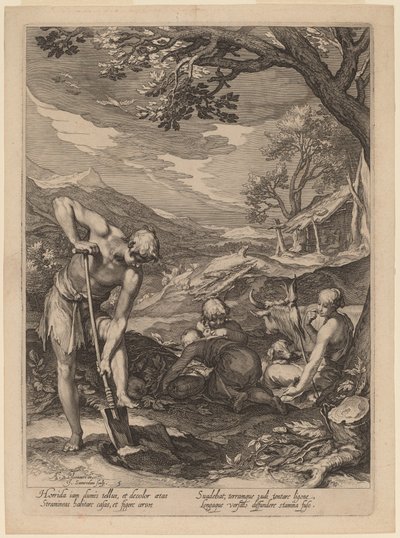 働くアダムとイブ 作： Jan Pietersz Saenredam after Abraham Bloemaert