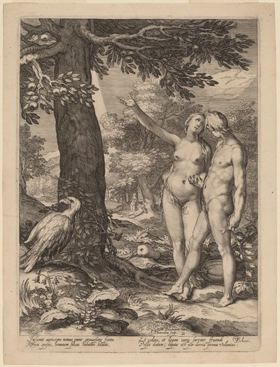知識の木の前のアダムとイブ 作： Jan Pietersz Saenredam after Abraham Bloemaert