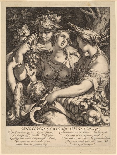 金星はケレスとバッカスなしで凍結します 作： Jan Pietersz Saenredam, after Abraham Bloemaert