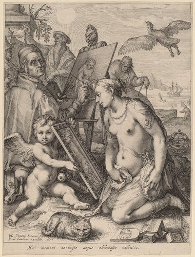 ヌードの女性を描く芸術家：視覚のアレゴリー 作： Jan Pietersz Saenredam after Hendrik Goltzius