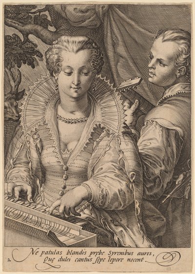聴覚 作： Jan Pietersz Saenredam after Hendrik Goltzius