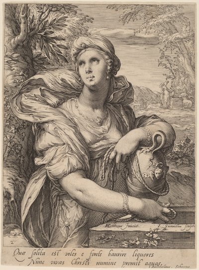 井戸端のサマリア人女性 作： Jan Pietersz Saenredam, after Hendrik Goltzius