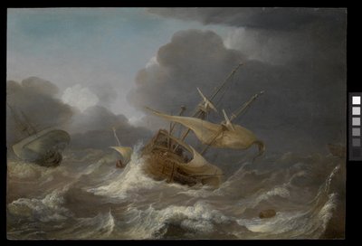 疾風のオランダ船、1620年頃（油彩・パネル） 作： Jan Porcellis