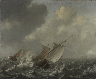途切れ途切れの海の船、1620年代 作： Jan Porcellis