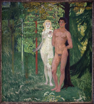 アダムとイヴヤン・プライスラー（1872-1918）による絵画、油彩、キャンバス 作： Jan Preisler