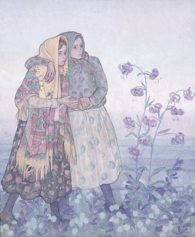 ポーランドのハイランド女性の行列、1910年頃（キャンバス上のテンペラ） 作： Jan Rembowski