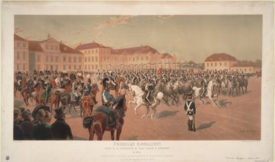 1824年のワルシャワのサクソン広場の騎兵隊のレビューでのロシアの大公コンスタンティンPavlovich 作： Jan Rosen