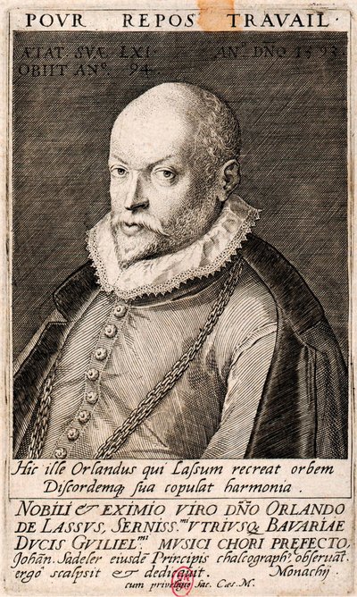 作曲家オルランド・ディ・ラッソの肖像 1532-1594, 1593. 作： Jan Sadeler