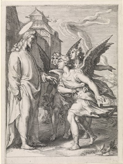 キリストと三人の天使 穀物の中の雑草のたとえ（シリーズタイトル） 作： Jan Saenredam (attributed to)