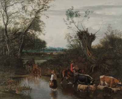小川を横切る農民、c。 1670。 作： Jan Siberechts