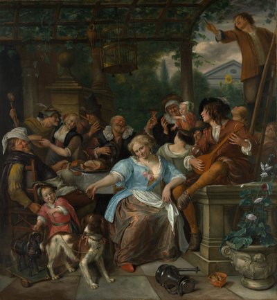 テラスの陽気な会社、ca。 1670。 作： Jan Havickszoon Steen
