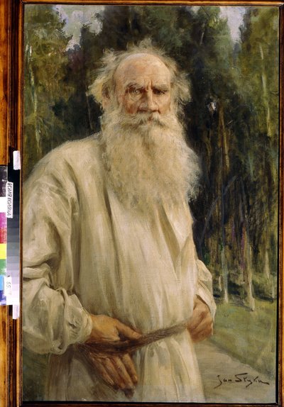 Leon Tolstoy (1828-1910)、ロシアの作家の肖像 (著者 Leo N. Tolstoy の肖像)。 ヤン・スティカ (1858-1925) の絵画 作： Jan Styka