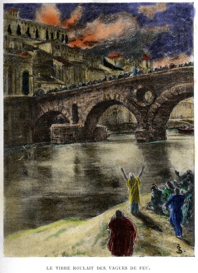 Tiber（Tevere）は火の波を巻いた。 作： Jan Styka