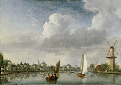 1750年、ハールレムのスパーネ川。 作： Jan Ten Compe