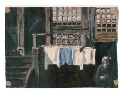 「デルフトの古いファサード」（スタディ）（キャンバスに油彩） 作： Jan Toorop