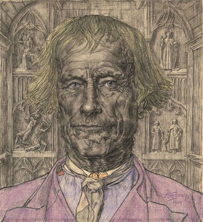 大聖堂の前の古い農民の肖像、1904年。 作： Jan Toorop