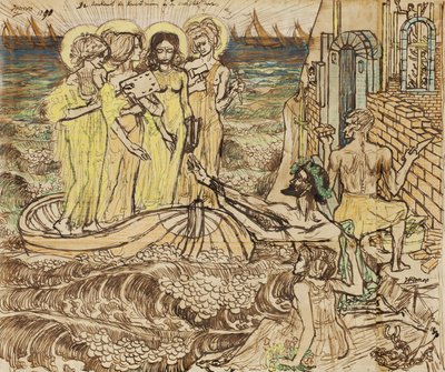 建築における芸術のミューズの到着、1890 作： Jan Toorop