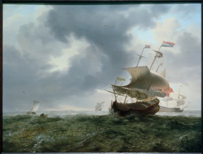 嵐の海での戦艦と漁船 作： Jan Theunisz. Blanckerhoff