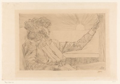 窓の前に座る女性 太陽を見る女／目覚め／夕焼け／ロロール（原題） 作： Jan Toorop (signed by artist)