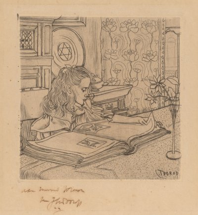 版画のアルバムを見るチャーリー 作： Jan Toorop