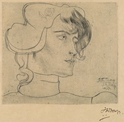 女性の頭 (マルグリット・アドルフィン・ヘルフリッヒ) 作： Jan Toorop