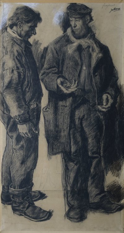 「Mauvais salaire」: 2 人の労働者 作： Jan Toorop