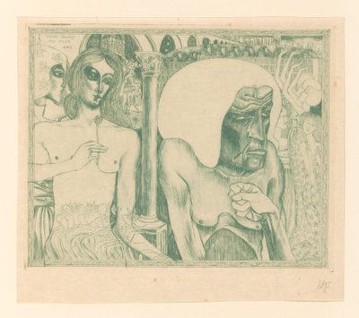 若い女性に囲まれた老婆 女の青春（原題） 作： Jan Toorop