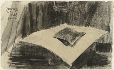 暗い背景に横たわっている印刷 作： Jan Toorop