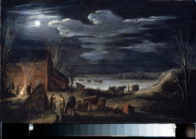 冬（ウィンター）。 Jan II van de Velde (1593-1641) の絵画。 木に油彩、30 x 44.5 cm。 フランダース美術、バロック美術。 エルミタージュ美術館、サンクトペテルブルク。 作： Jan Van de II Velde