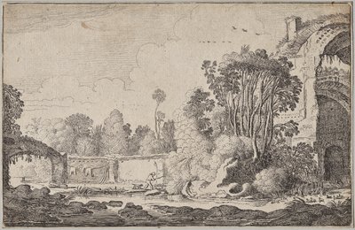 風景、パート III: 樹木に囲まれたローマ時代の遺跡 作： Jan Van de Velde