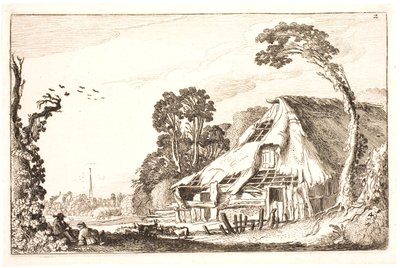 荒れ果てた納屋のある風景 作： Jan Van de Velde