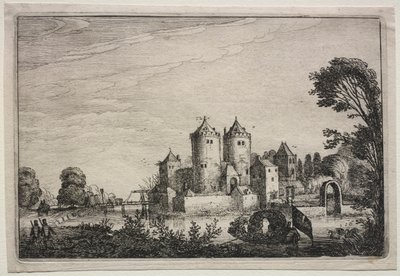 2つの塔がある城、1616年。 作： Jan Van de Velde